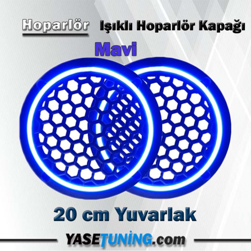 ışıklı hoparlör kapağı mavi 20 cm